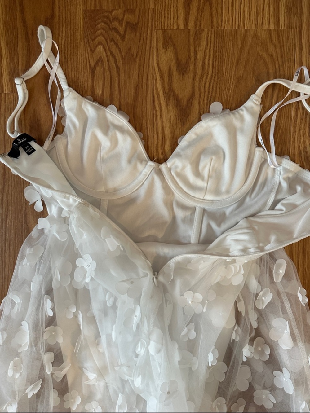 Lulus Whimsical Wishes White 3D Floral Bustier Midi Dress - Picture 8 of 8